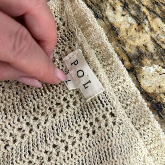 POL Tan Color Open Front Knitted Cardigan Sweater Size L - Picture 5 of 10